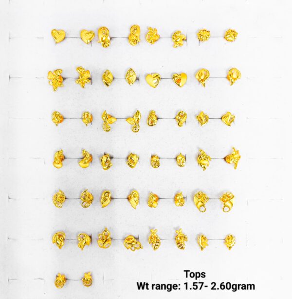 22k Gold Plain Tops Earrings for Women - Lightweight Collection