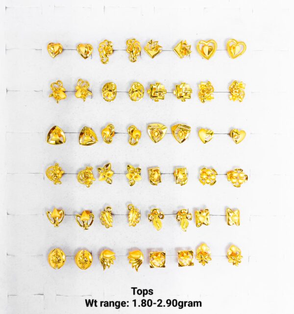 Elegant 22k Yellow Gold Stud Earrings - Assorted Daily Wear Designs