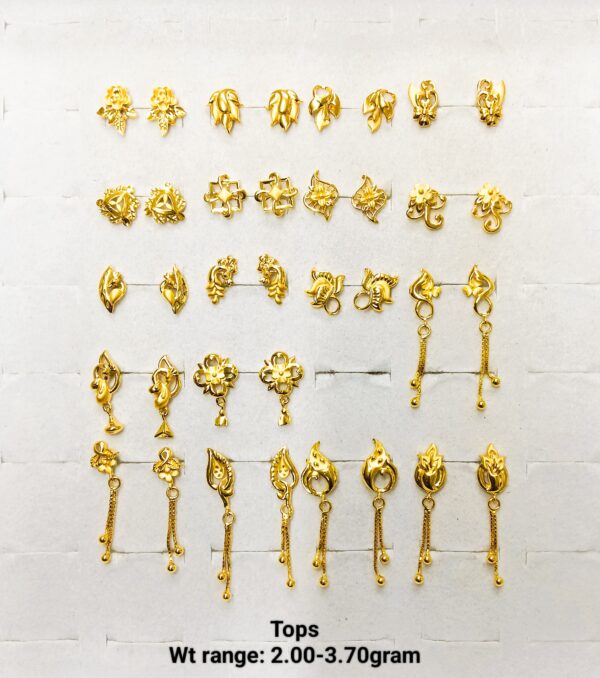 Designer Gold Tops and Drops - High Polish 22K Yellow Gold Jewelry