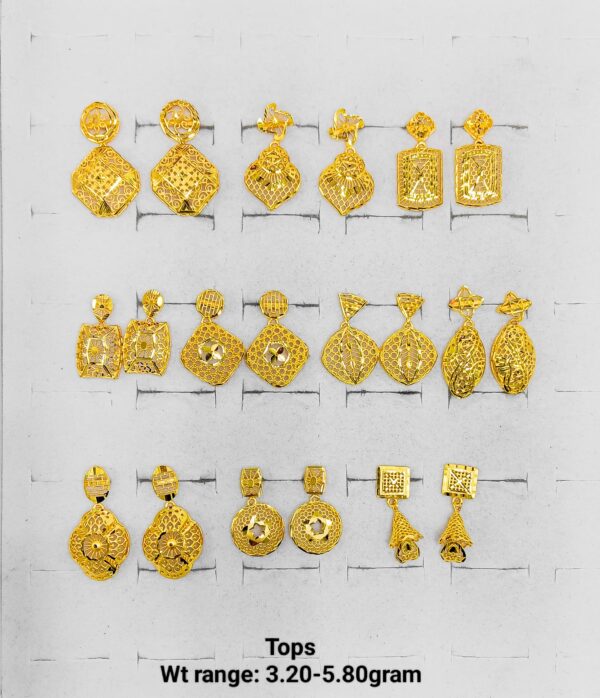 22K Plain Gold Lightweight Daily Wear Earrings Collection (3g - 5g)