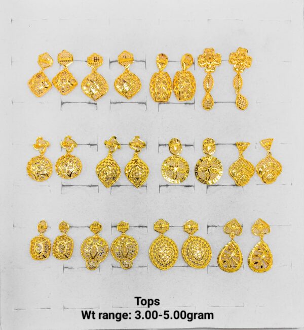 Elegant Handcrafted Gold Tops and Danglers - 18 Designer Styles