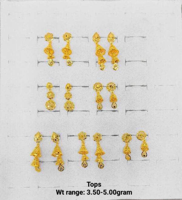 Lightweight Plain Gold Earrings Collection for Gifting - 3g to 5g