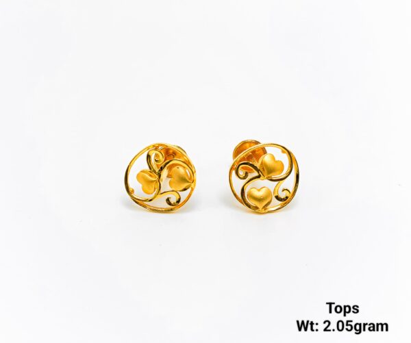 Solid Gold floral Earrings for Women - 2 Gram Weight Daily Wear Tops
