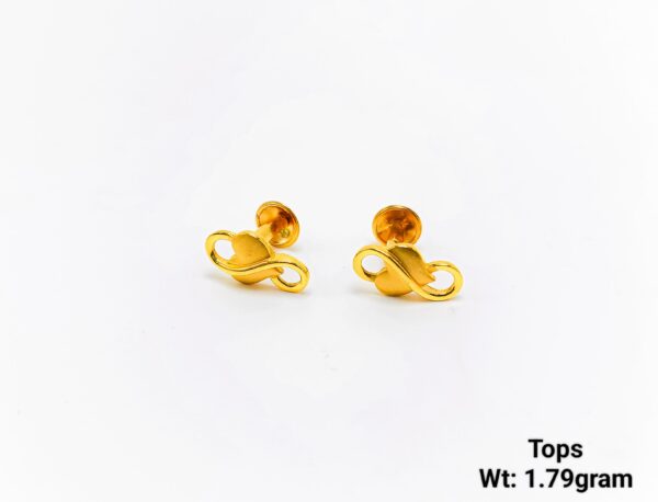 Romantic 20K Gold Patterned Heart & Infinity Studs - Lightweight Earrings