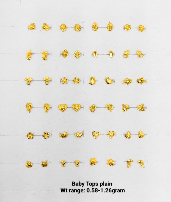 Lightweight design Baby Studs ranging from 0.58 to 1.26 grams per pair