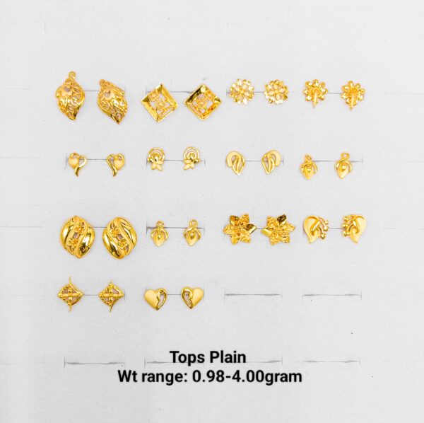 Lightweight Pure Gold Daily Wear Earring Tops - Various Cute Designs