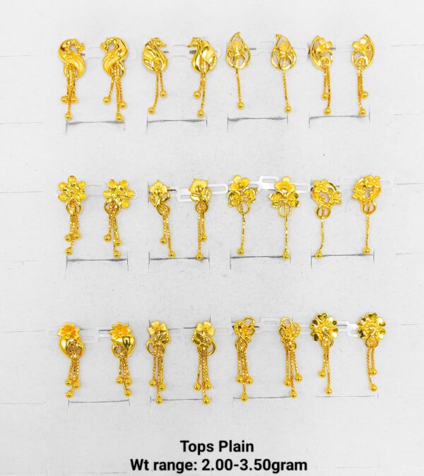 Elegant 22 Karat Yellow Gold Floral Tops Jewelry Collection 2.00g - 3.50g