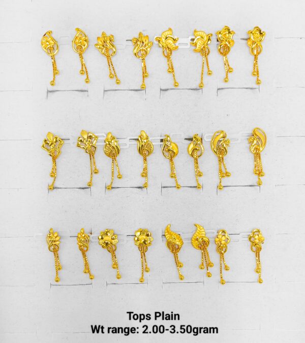 22K Gold Tops Plain Floral Design Earrings - 2.00g to 3.50g