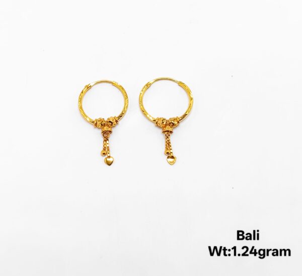 Pure Gold Textured Bali Earrings - 1.24g Sophisticated Hoop Design