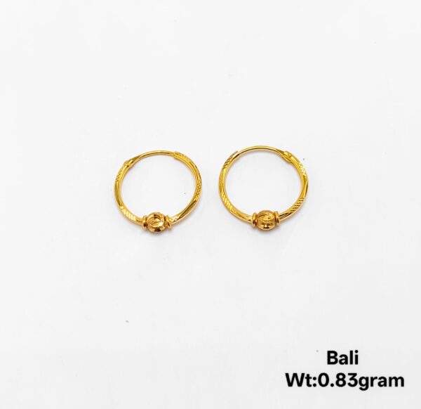 Lightweight 18k Yellow Gold Bali Earrings for Daily Wear