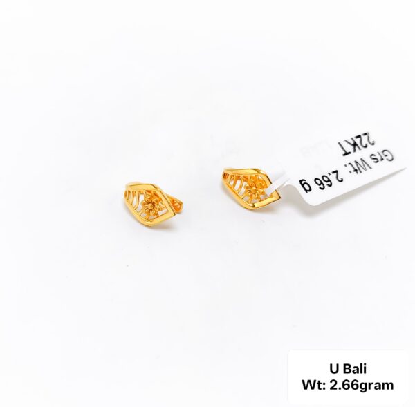 Latest Designer Yellow Gold U Bali Plain Studs -2.66 gram