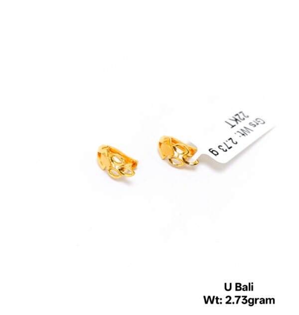 New Designer Yellow Gold U Bali Plain Studs -2.73 gram