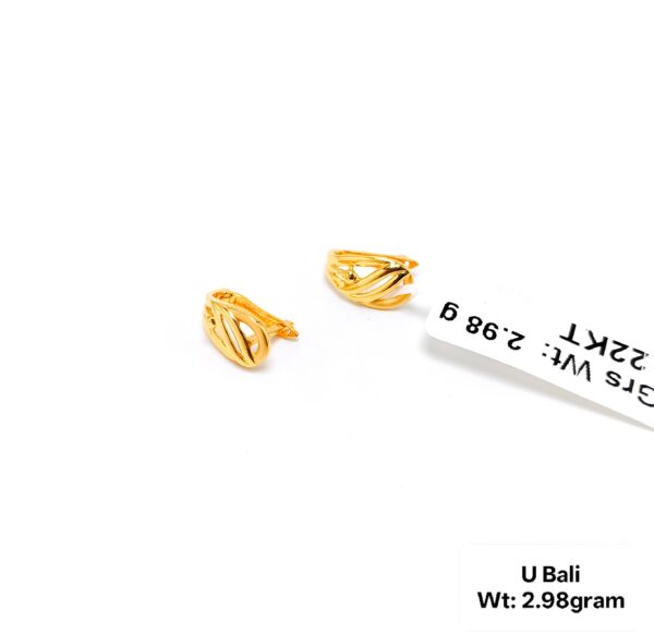 Designer Yellow Gold U Bali Plain Studs -2.98 gram