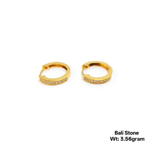 Dainty Crystal Encrusted Gold Hoop Earrings - Bali Stone Edition