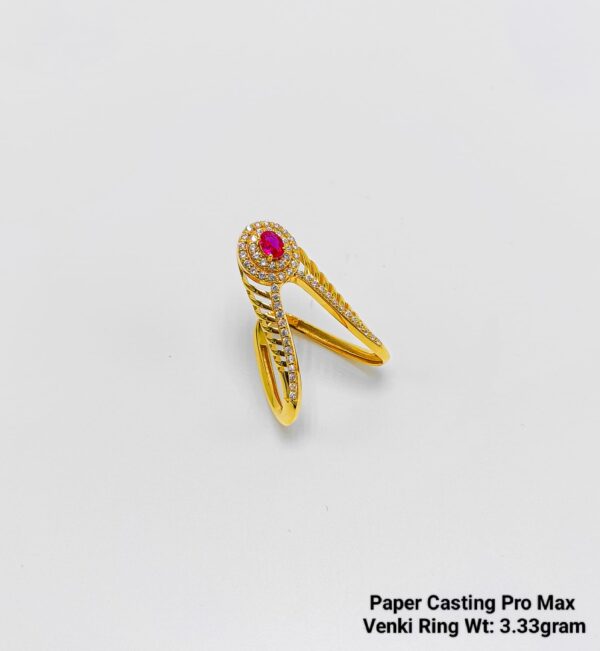 Elegant Venky Collection V-Shape Gold Ring for Women - 3.3 Grams