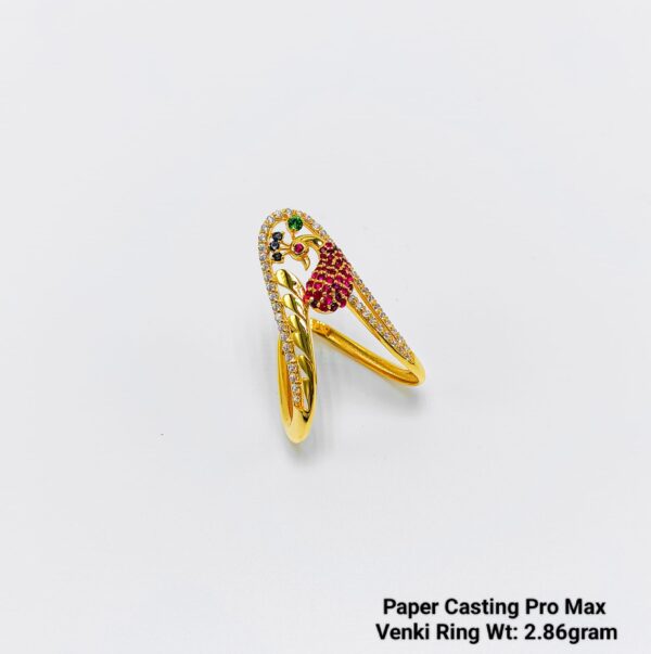 Elegant 22Kt Gold Paper Casting Venky Rings Stone