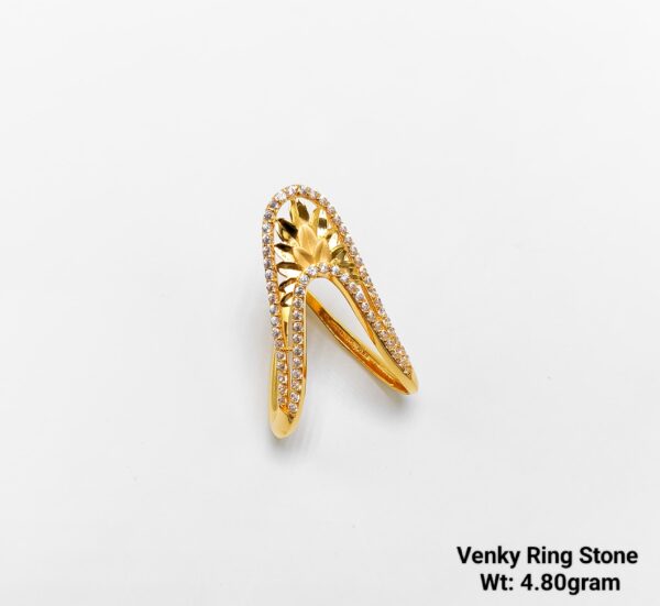 Venky 22K Yellow Gold V-Shaped Chevron Ring - 4.8 Gram