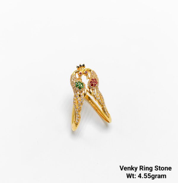 Venky Designer V-Shape Gold Ring with CZ Stones - 4.56g