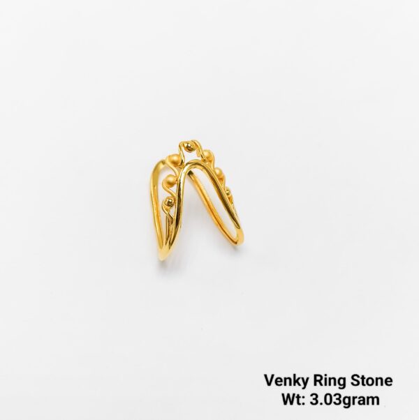 Venky 22K Yellow Gold V-Shaped Chevron Ring - 3.0 Gram