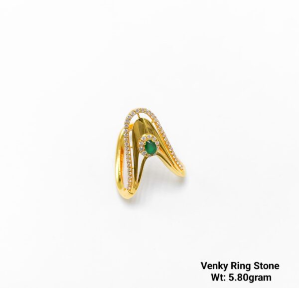 Venky 22K Yellow Gold V-Shaped Chevron Ring - 5.8 Gram