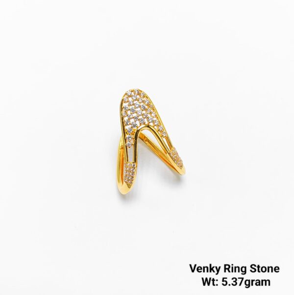 Venky 22K Yellow Gold V-Shaped Chevron Ring - 5.3 Gram