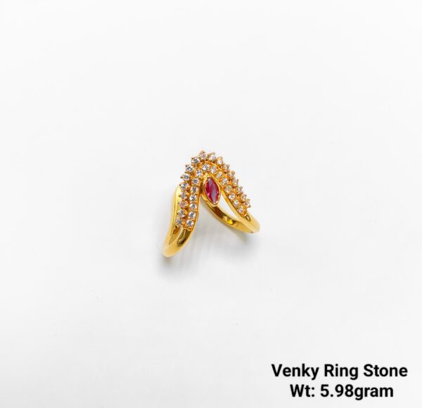 Venky 22K Yellow Gold V-Shaped Chevron Ring - 5.9 Gram