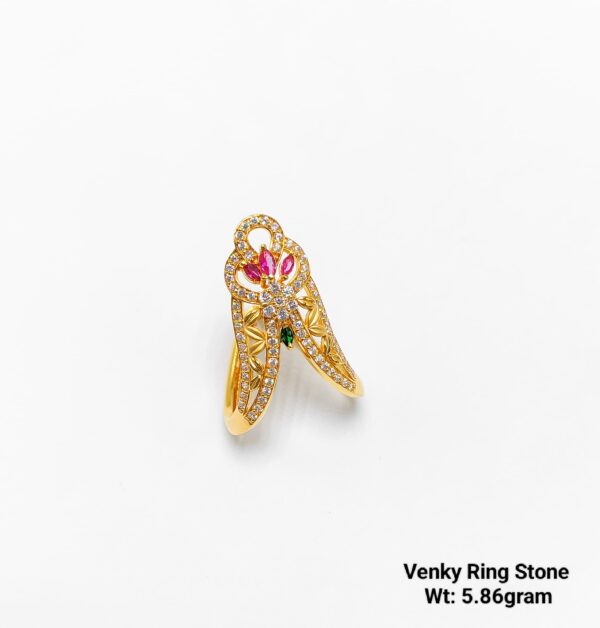 Venky 22K Yellow Gold V-Shaped Chevron Ring - 5.8 Gram