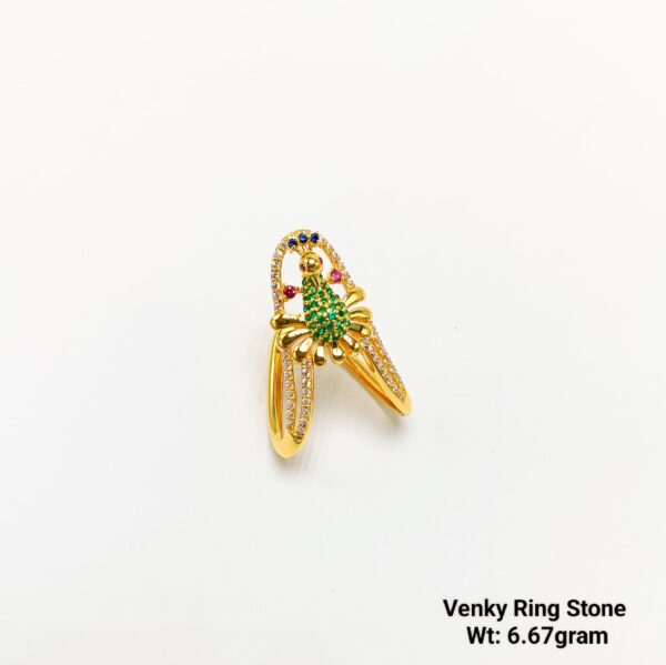 Elegant Gold Peacock Ring with Multi-Color Stones - 6.6 Grams