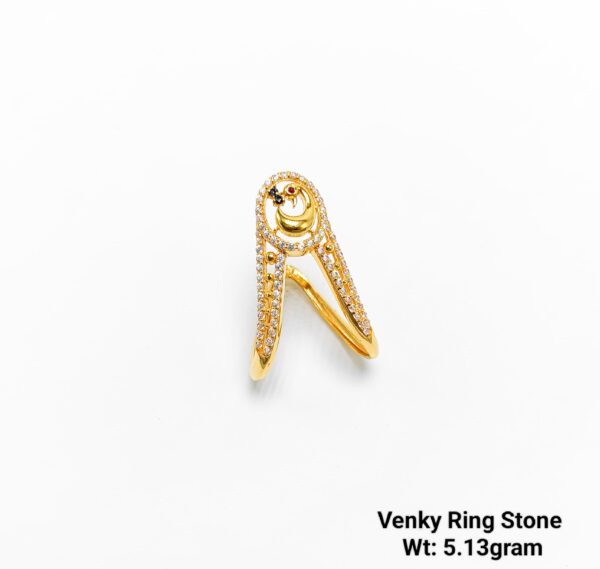 Venky 22K Yellow Gold V-Shaped Chevron Ring - 5.1 Gram