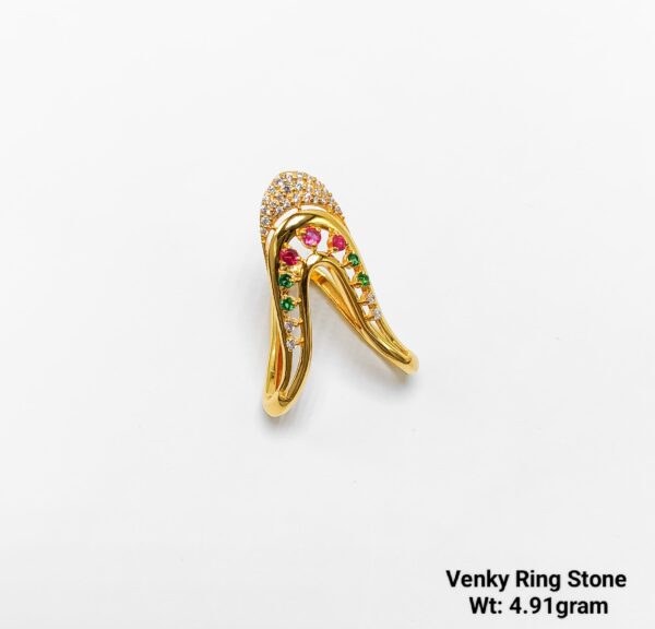 Venky 22K Yellow Gold V-Shaped Chevron Ring - 4.9 Gram