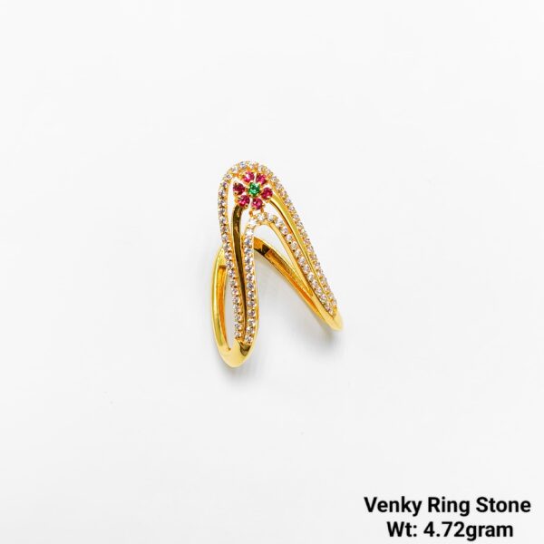 Venky 22K Yellow Gold V-Shaped Chevron Ring - 4.7 Gram