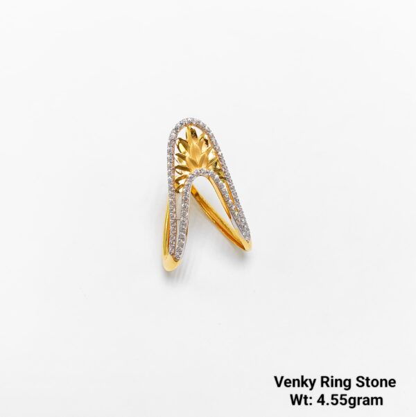 Venky 22K Yellow Gold V-Shaped Chevron Ring - 4.5 Gram
