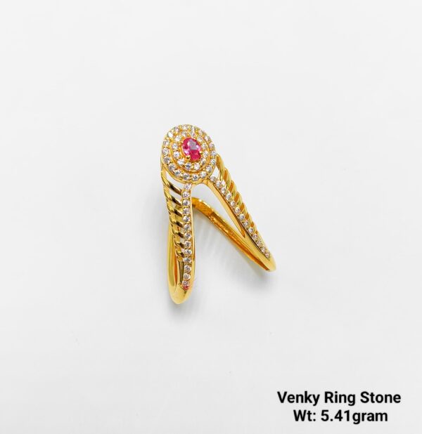 Elegant Venky Collection V-Shape Gold Ring for Women - 5.4 Grams