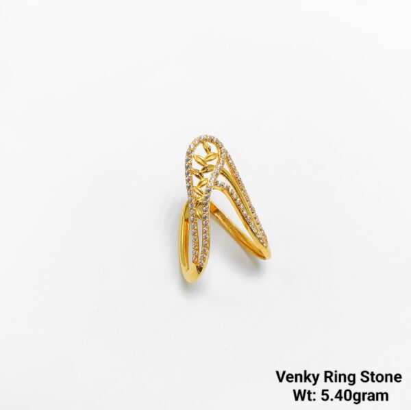 Elegant Venky Collection V-Shape Gold Ring for Women - 5.4 Grams