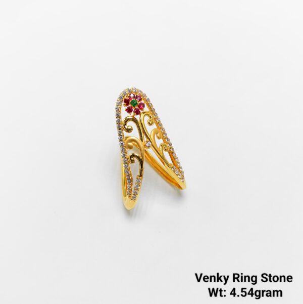 Elegant Venky Collection V-Shape Gold Ring for Women - 4.5 Grams