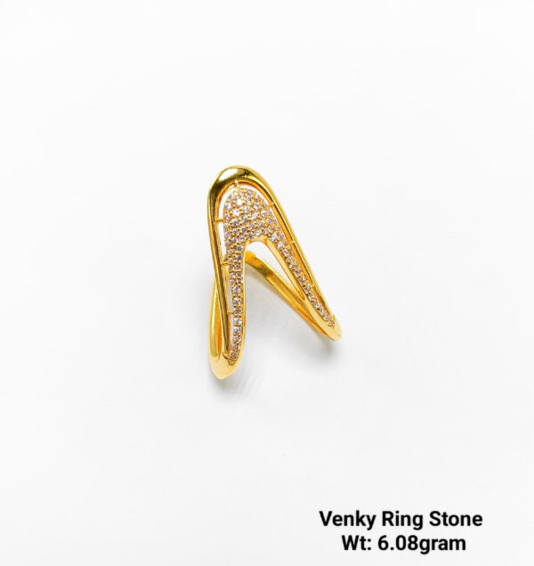 Elegant Venky Collection V-Shape Gold Ring for Women - 6.08 Grams