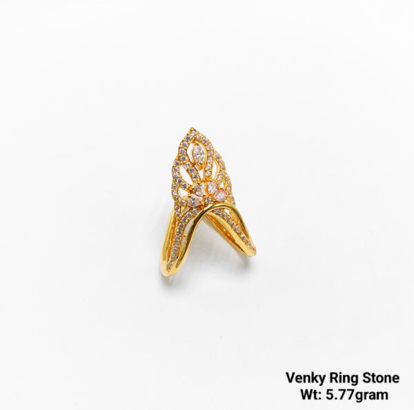 Elegant Venky Collection V-Shape Gold Ring for Women - 5.7 Grams