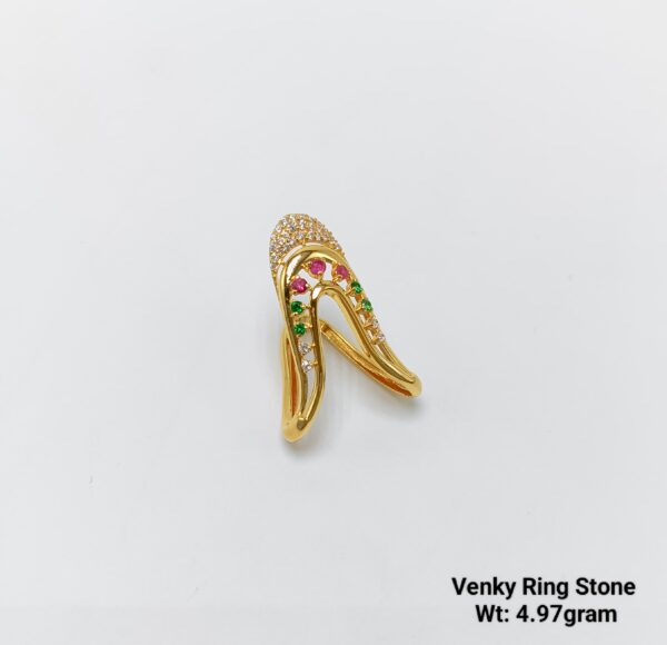 Venky 22K Yellow Gold V-Shaped Chevron Ring - 4.97 Gram
