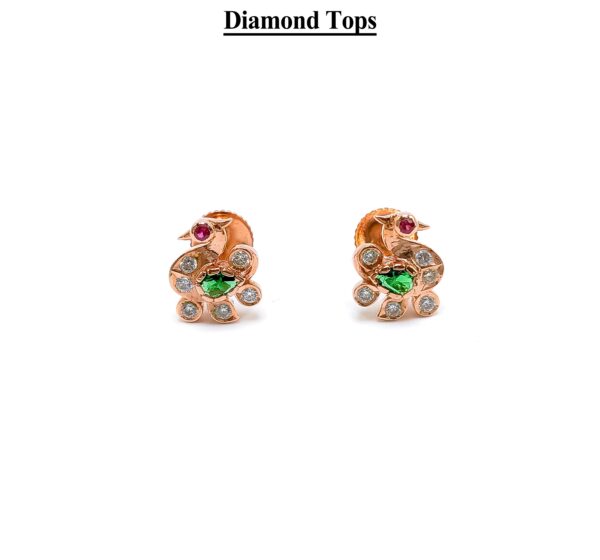 Handcrafted Rose Gold Emerald Flower Stud Earrings - Luxury Diamond Tops Collection