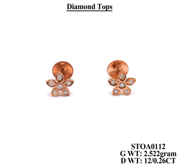 Elegant Rose Gold and Diamond Snowflake Stud Earrings