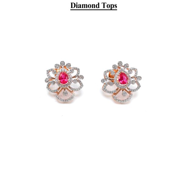 Fine Floral Diamond Earrings in Rose Gold -IGI Certified Diamonds