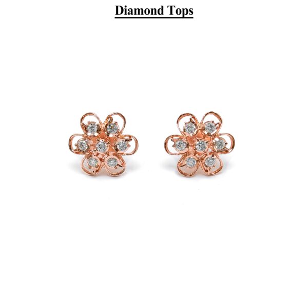 Intricate Snowflake Diamond Studs in 18K Rose Gold - Luxury Flower Earrings
