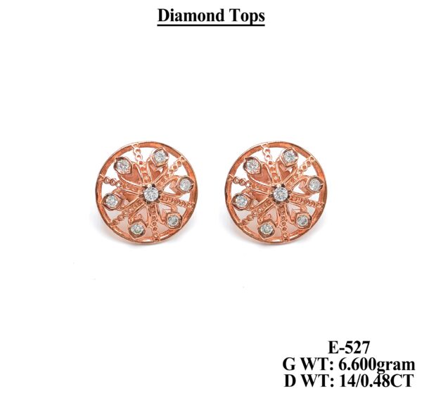 18K Rose Gold Floral Diamond Stud Earrings - 0.48 CT Diamond Tops