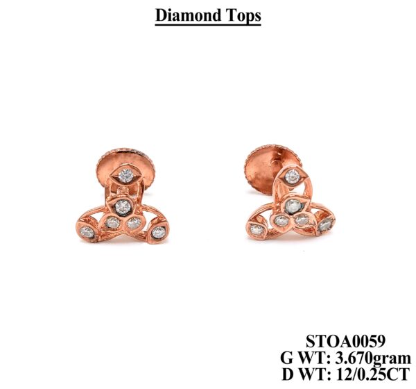 Sparkling Floral Diamond Stud Earrings in 18K Rose Gold - 0.25 CT