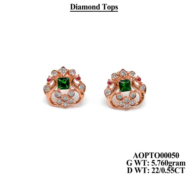 Sparkling Floral Diamond Stud Earrings in 18K Rose Gold - 0.55 CT