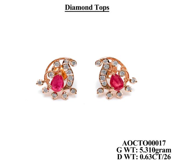 Sparkling Floral Diamond Stud Earrings in 18K Rose Gold - 0.63 CT
