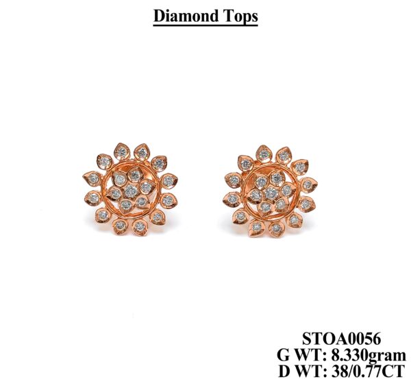 Sparkling Floral Diamond Stud Earrings in 18K Rose Gold - 0.77 CT