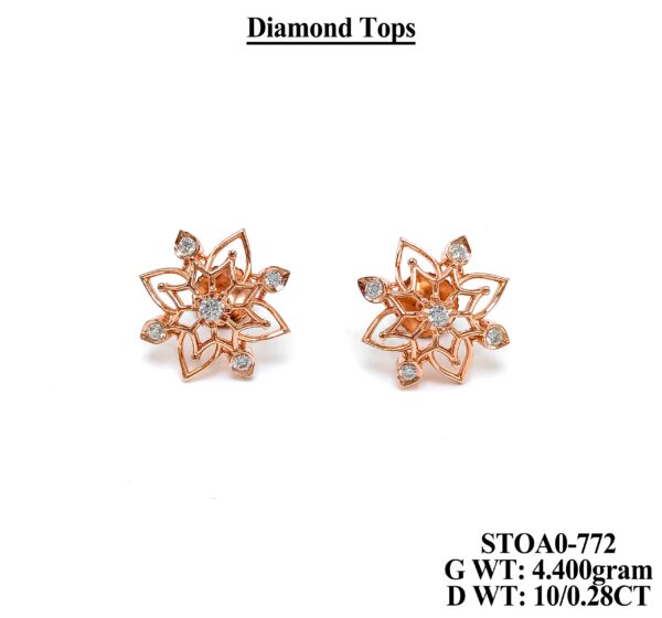 Sparkling Floral Diamond Stud Earrings in 18K Rose Gold - 0.28 CT