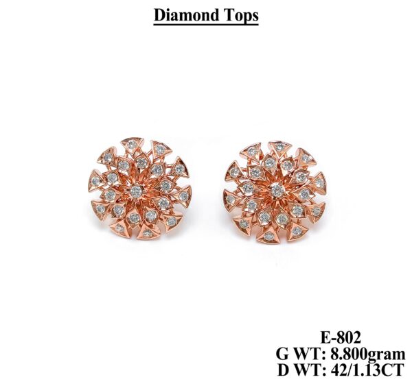 Sparkling Floral Diamond Stud Earrings in 18K Rose Gold - 1.13 CT
