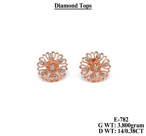Sparkling Floral Diamond Stud Earrings in 18K Rose Gold - 0.38 CT
